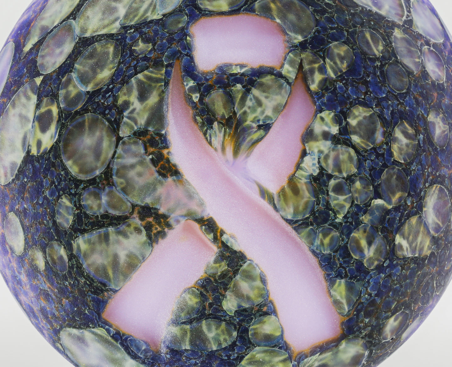 Stone Tech Glass “Deep Carved PINK Ribbon” Pendant